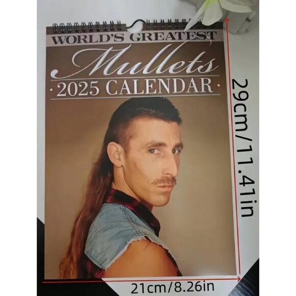2025 World's Greatest Mullets Wall Calendar Dry Wipe English Everyday for Home - Picture 3 of 4